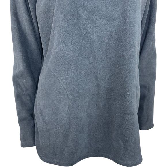 Denim & Co. Regular Fleece Crossover Neck Long Slv Tunic w/ Dolphin Hem Black S - Picture 4 of 13